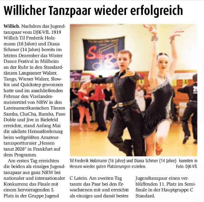 Willicher Tanzpaar wieder erfolgreich!